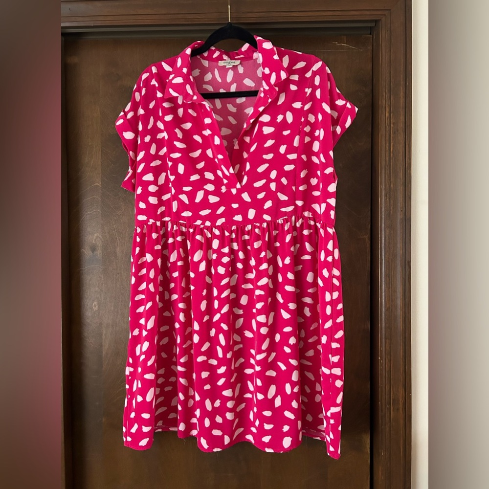 Pink Spotted Babydoll Dress
